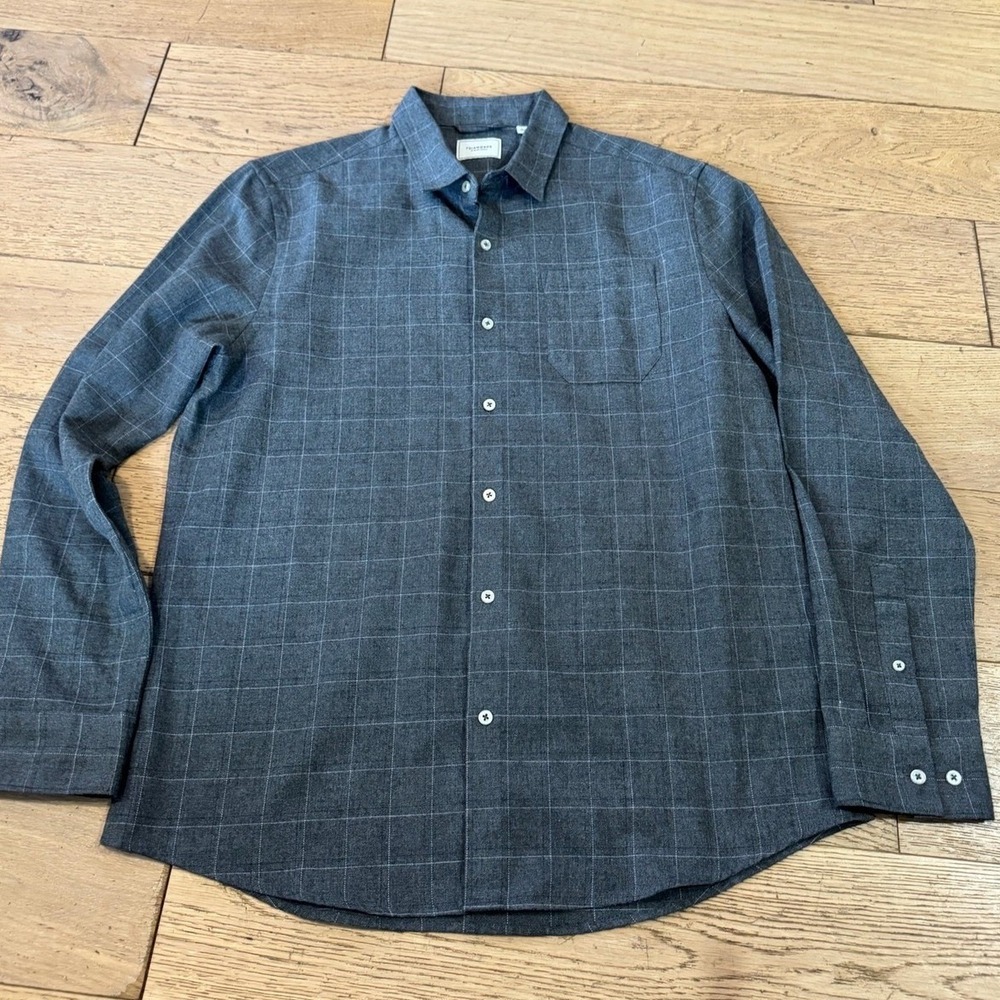 7 Diamonds Aspen Fit Gray Windowpane Long Sleeve Button Down Shirt Large (1067)
